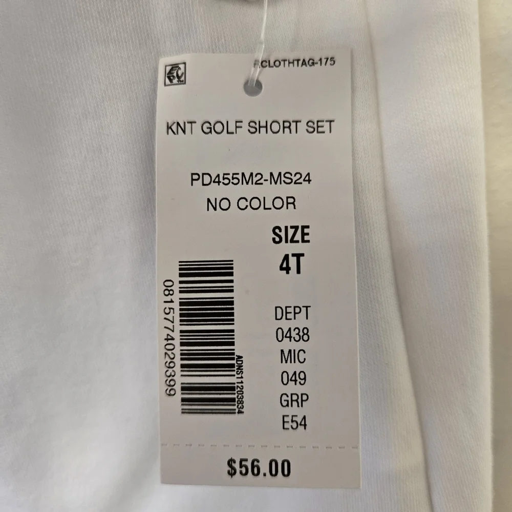 Edgehill Collection Round Neck Short Sleeve Golf Shirt & Gingham Shorts Set 4T